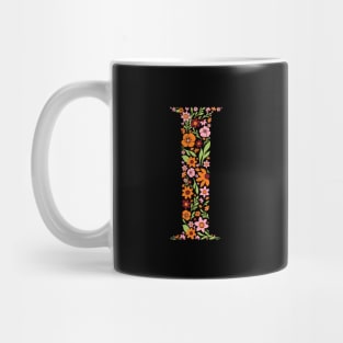 Retro Floral Letter i Mug